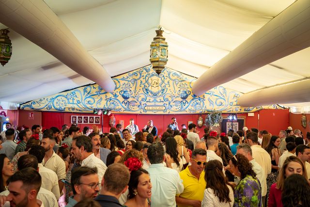 Full marquee with a painted tile ceiling